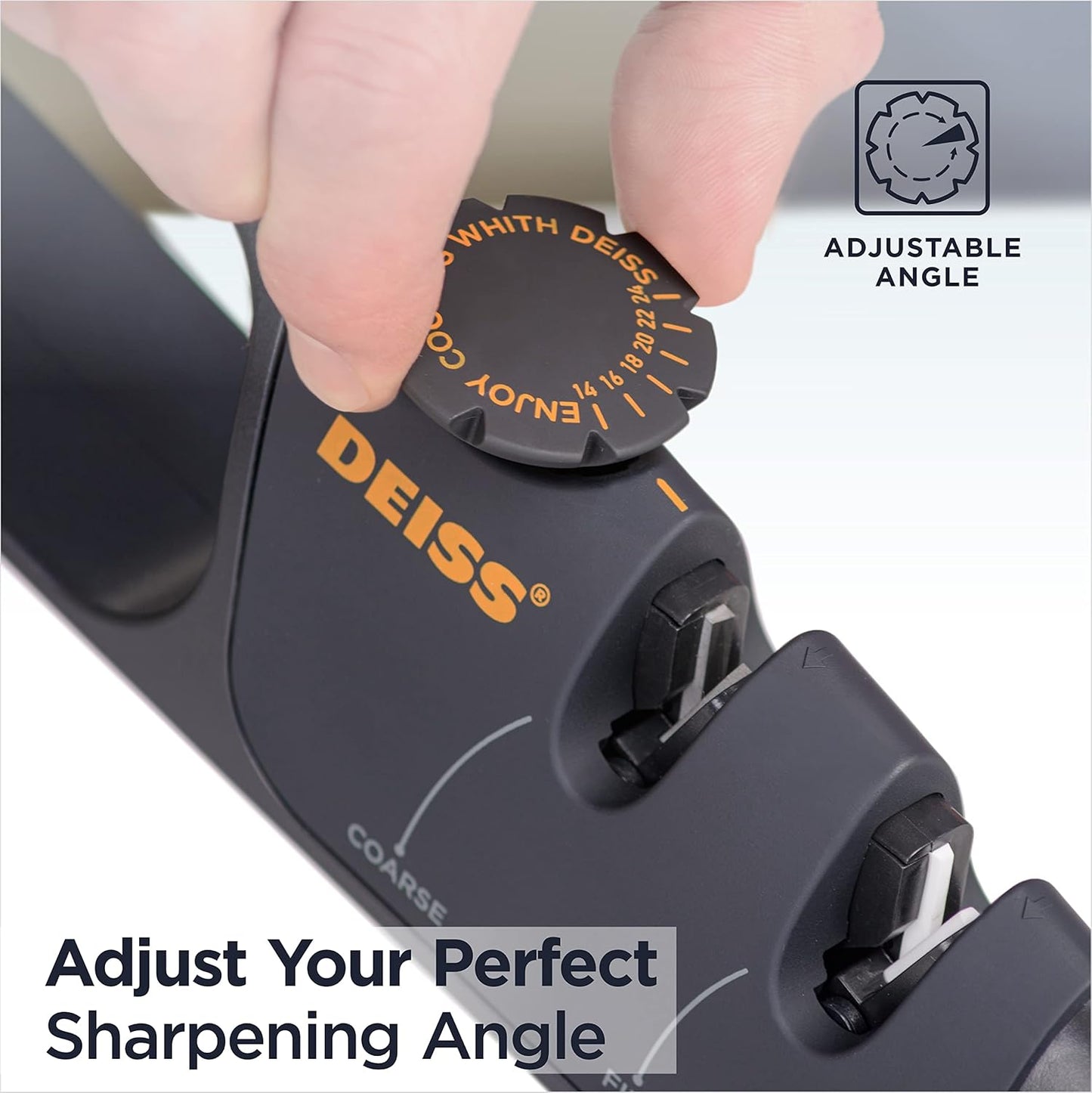 PRO Knife Sharpener with Adjustable Angle Knob - Handheld Manual Knife Sharpeners for Kitchen Knives, Scissors Sharpener, Pocket Knife Sharpener - Repair, Restore, Polish Blades, Non-Slip Grip