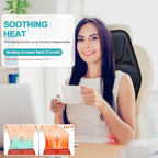 Massage Seat Cushion Pad with Heat 9 Massage Style Lumbar Support Function, Fatigue Stress Relief Back Massager Chair Pad for Men Women Home Office Use