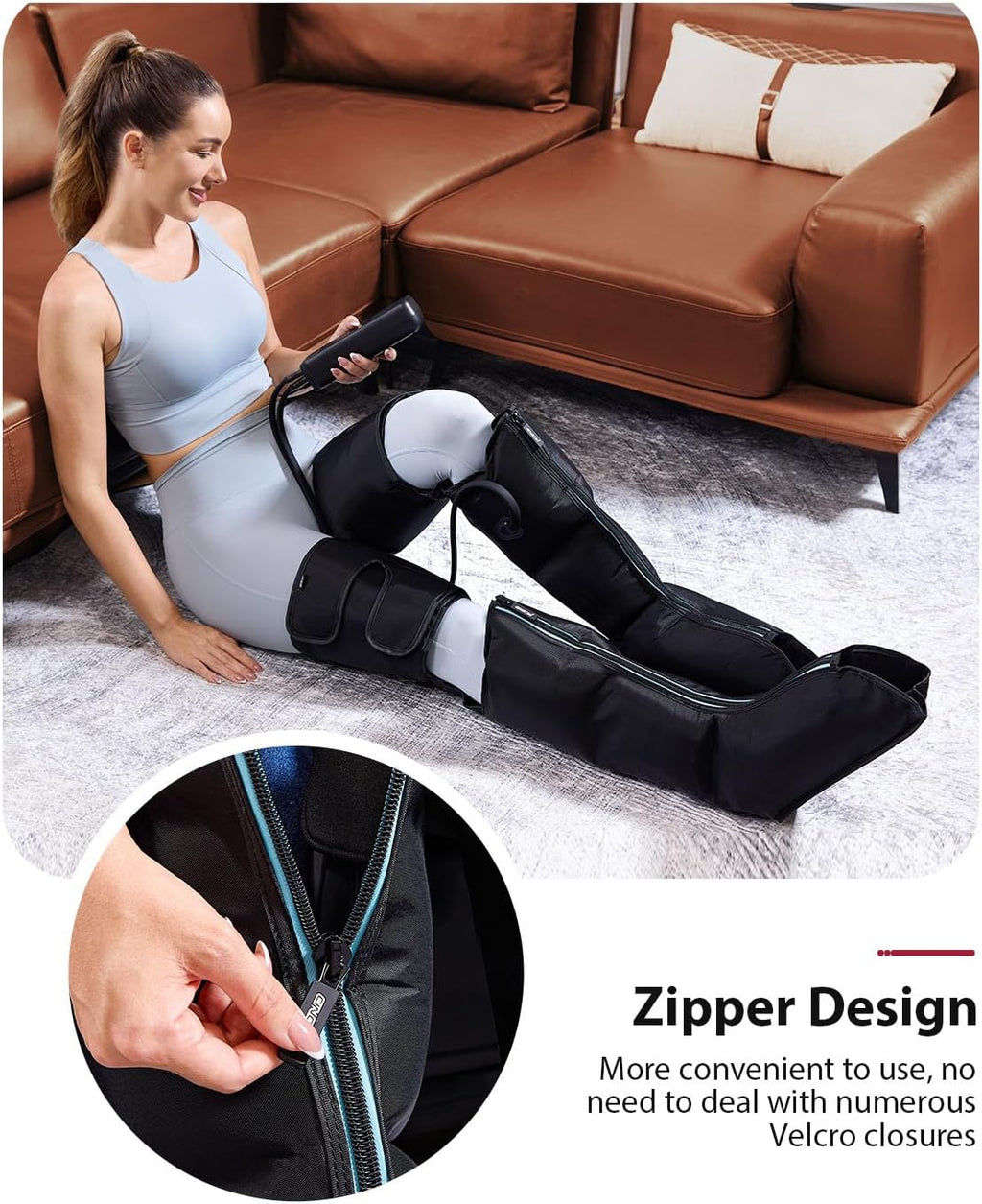 Leg Massager for Circulation and Pain Relief, Air Compression 3 in 1 Leg Massager for Foot Calf & Thigh, Leg Compression Boots for Recovery, Edema, RLS Relief