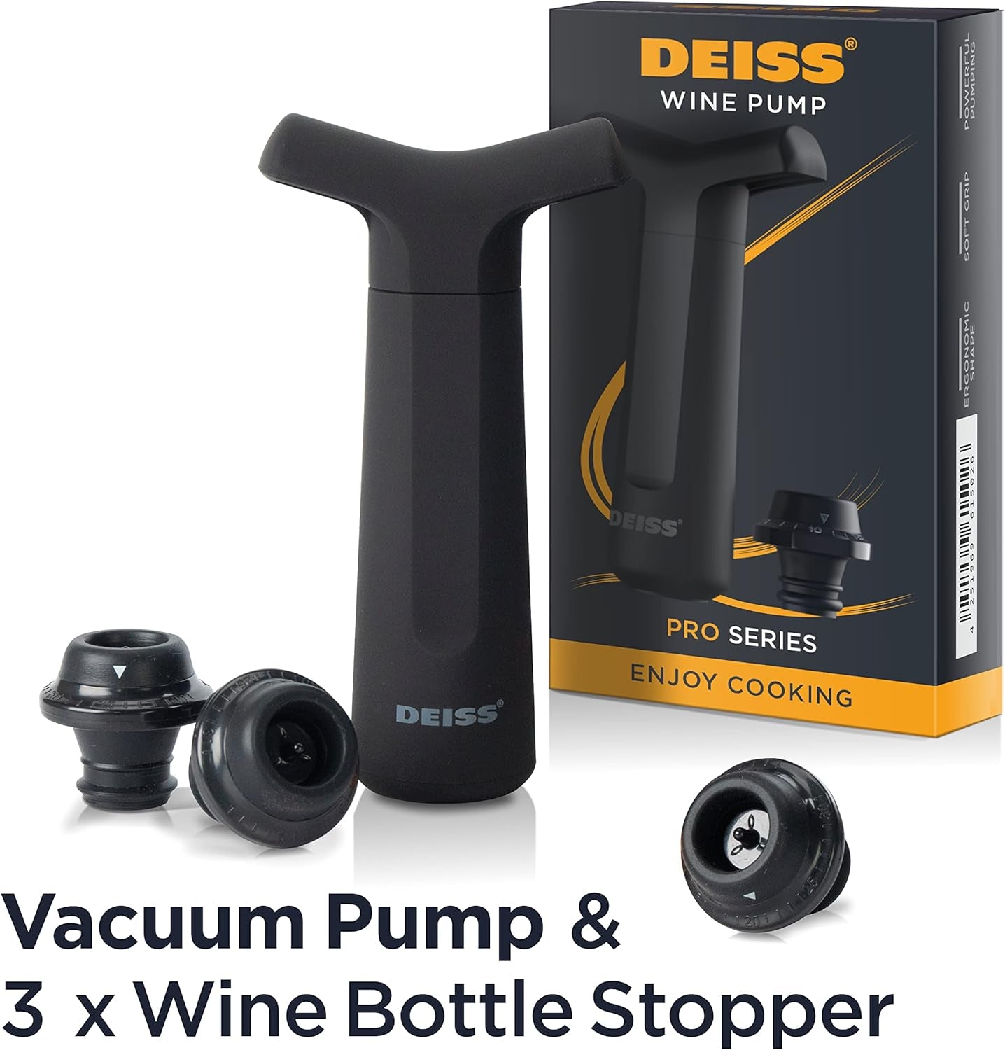 PRO Vacuum Pump Wine Saver with 3 X Wine Bottle Stopper – Silicone Wine Stoppers for Wine Bottles with Date Markers - Wine Stopper to Keep Your Wine Fresh – Stops Oxidation of Wine