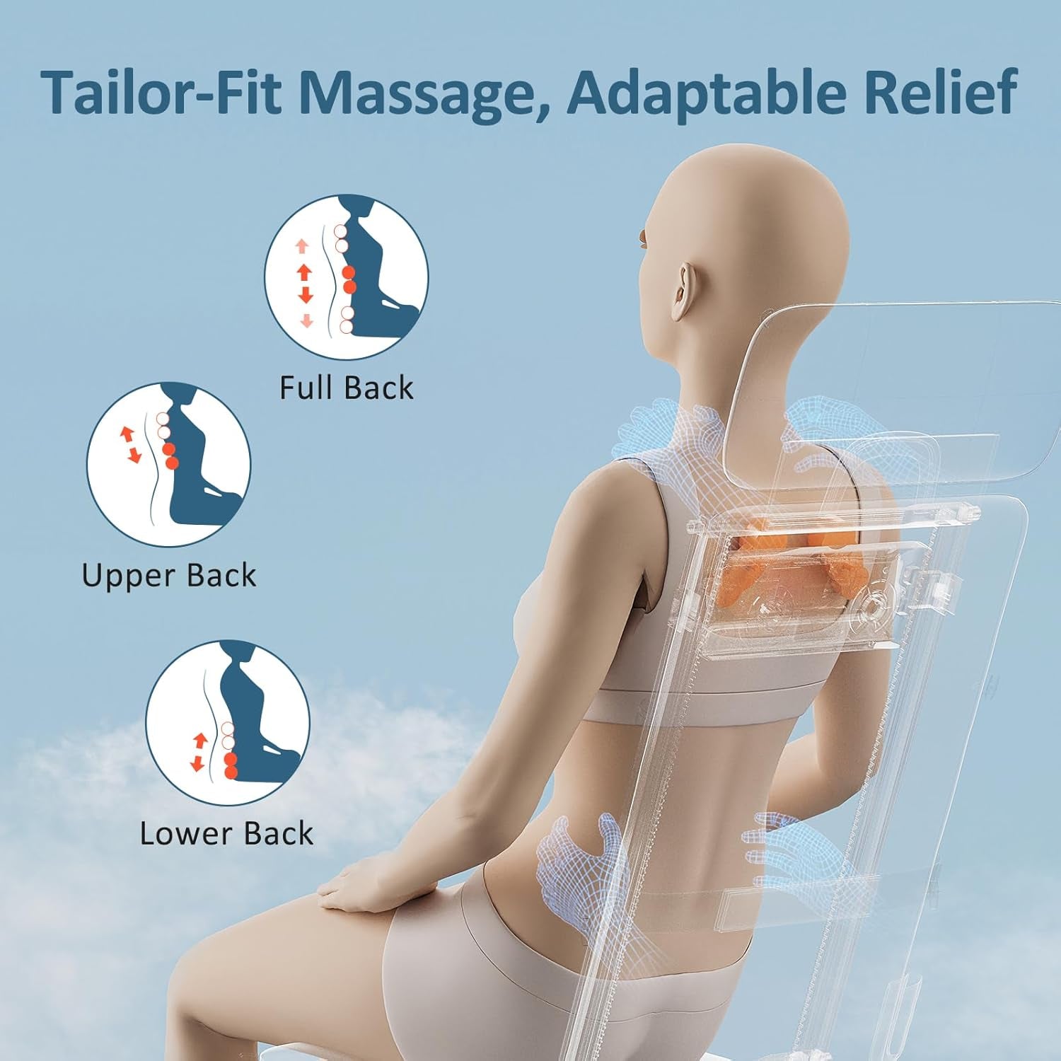 Back Massager for Chair, Full Back Massager for Pain Relief Deep Tissue, Massage Chair Pad with Soft S-Curve Design, Versatile Portable Massage Seat Cushion, Chair Massager