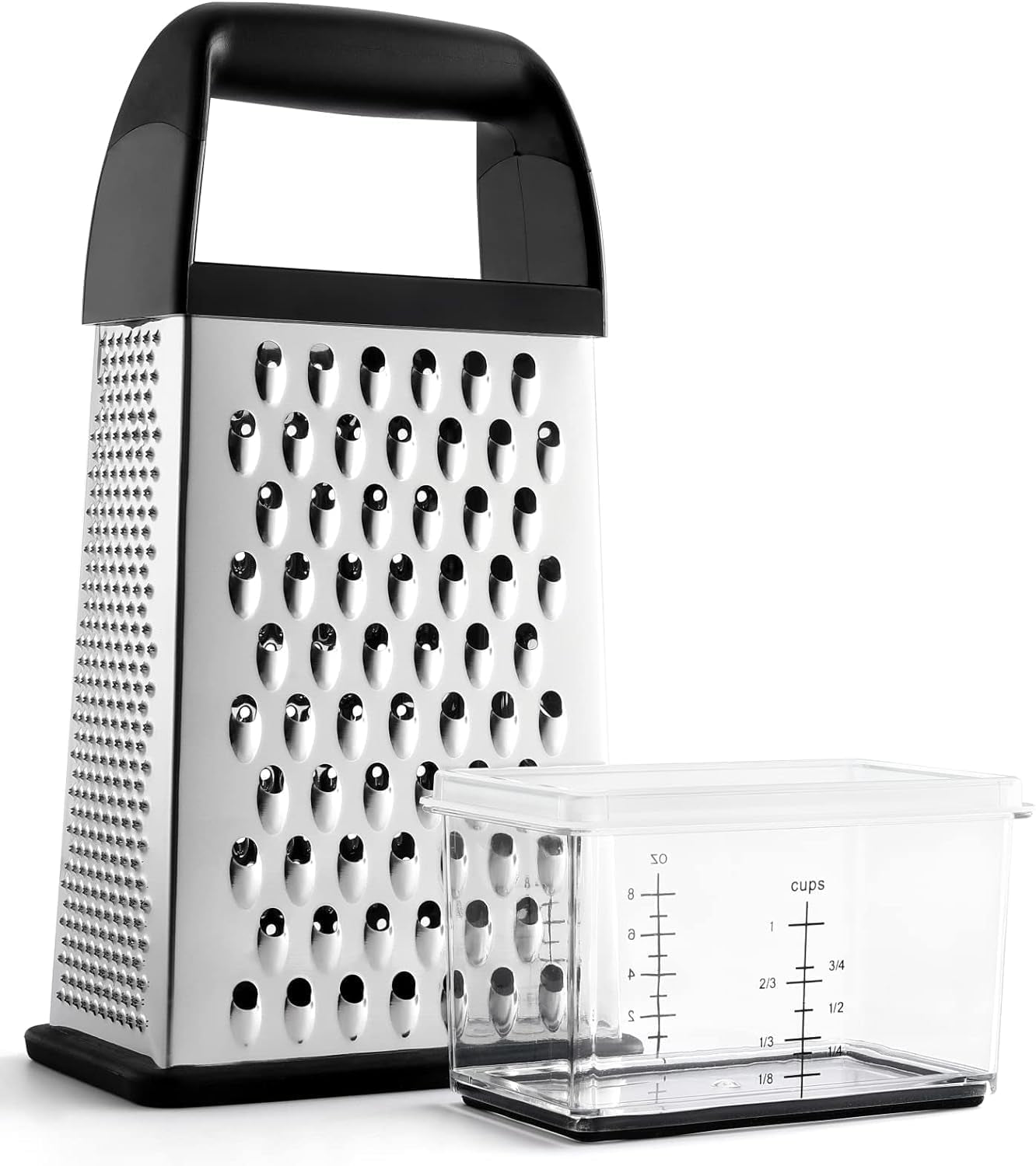 Cheese Grater with Container Box Grater Stainless Steel Graters for Kitchen Cheese Shredder Parmesan Shredder Kitchen Gadgets Kitchen Tools Kitchen Gifts for Chef Dishwasher Safe Zester