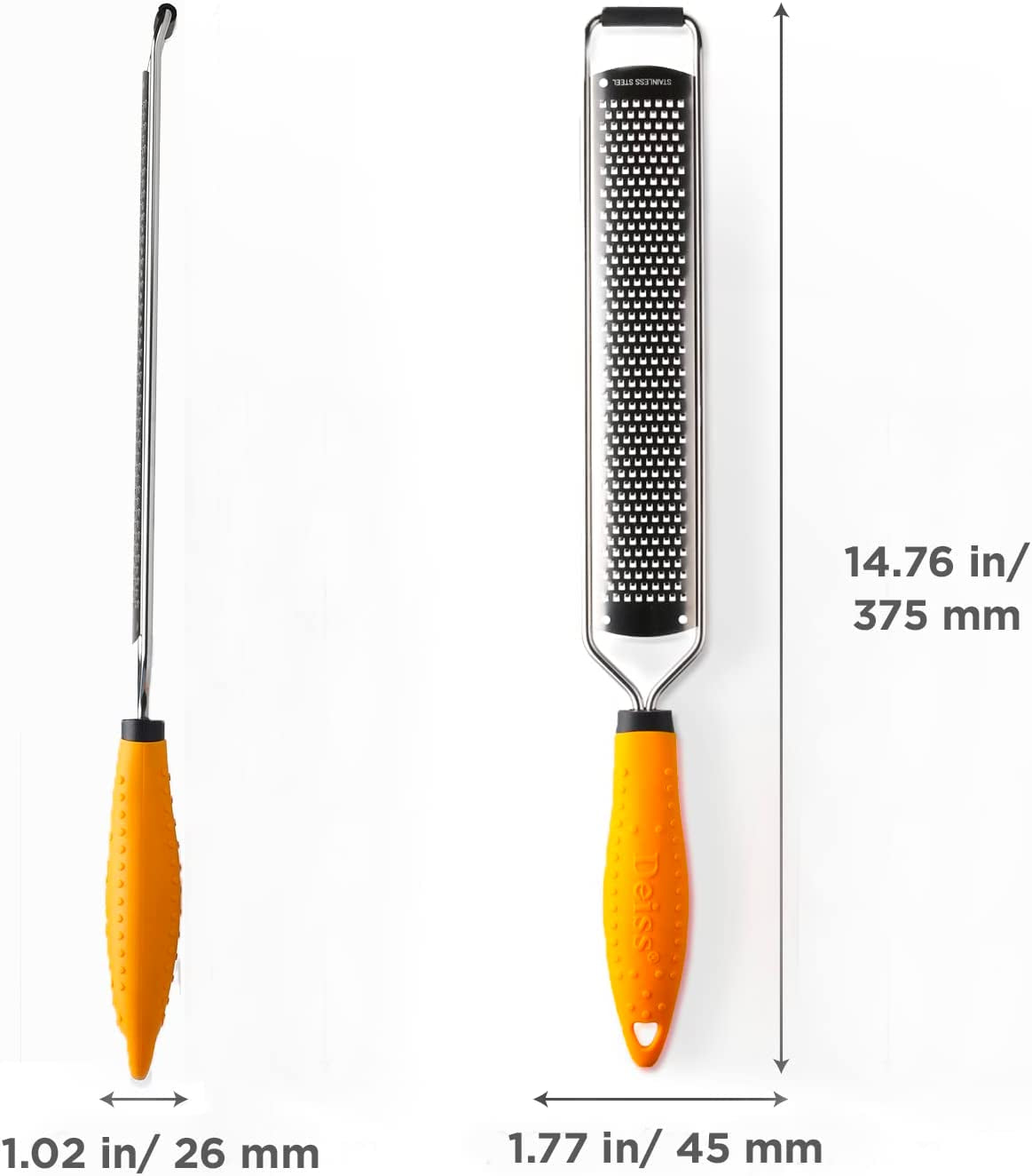 PRO Citrus Lemon Zester & Cheese Grater — Parmesan Cheese, Lemon, Ginger, Garlic, Nutmeg, Chocolate, Vegetables, Fruits - Razor-Sharp Stainless Steel Blade + Protect Cover - Dishwasher Safe