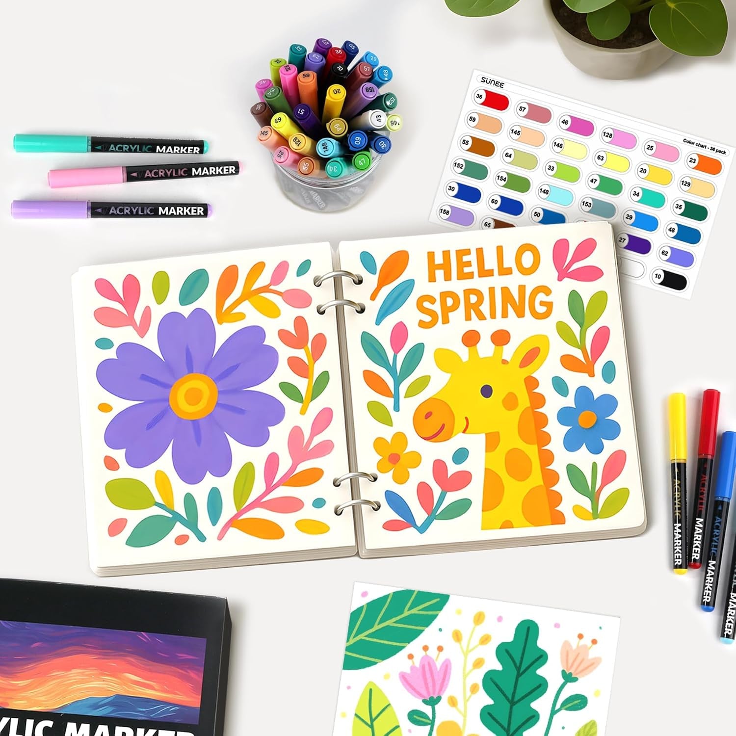 Acrylic Paint Markers Brush Tip, 18 Colors Acrylic Markers with Automatic Ink Control System, Waterproof Acrylic Paint Pens for Painting,Wood, Canvas, Glass, Stone, Fabric and Art Supplies