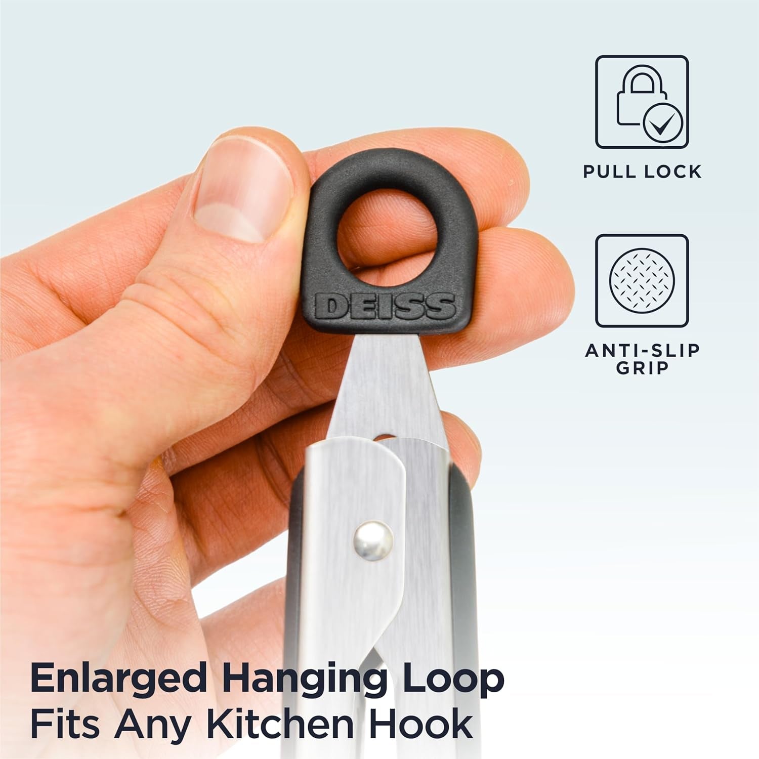 PRO Cooking Tongs with Silicone Tips - Kitchen Tongs for Cooking, BBQ, Air Fryer - Heat Resistant Silicone Tipped Tongs, Silicone Tongs for Nonstick Cookware - Pull Lock, Set of 2, 9'' and 12''