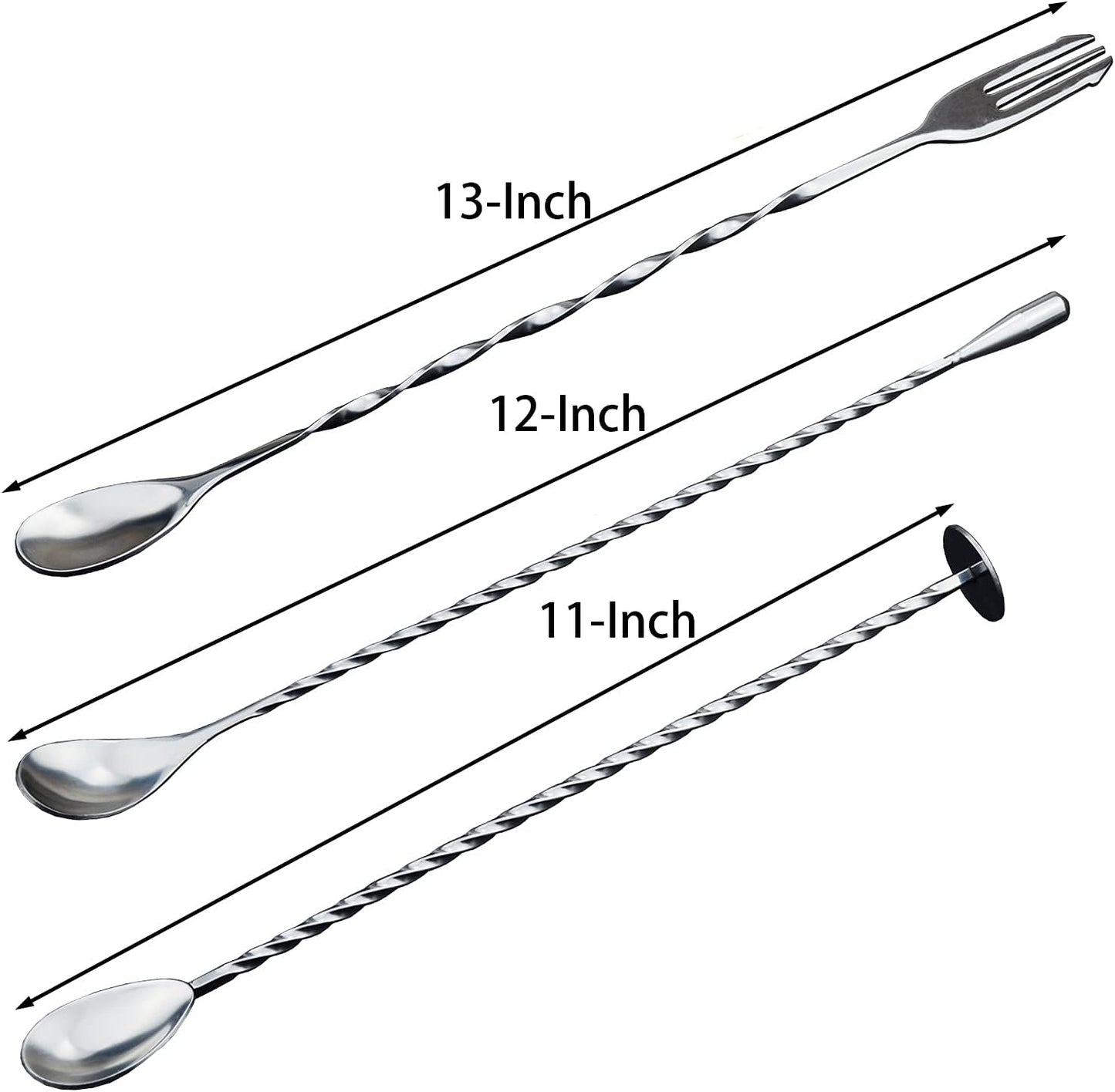 3 Pcs Cocktail Mixing Spoons 12-Inch Bar Spoon Long Stirring Spoon Drink Stirrers Cocktail Spoons for Tea, Coffee, Ice Cream, Juice, Drinks, Milkshakes