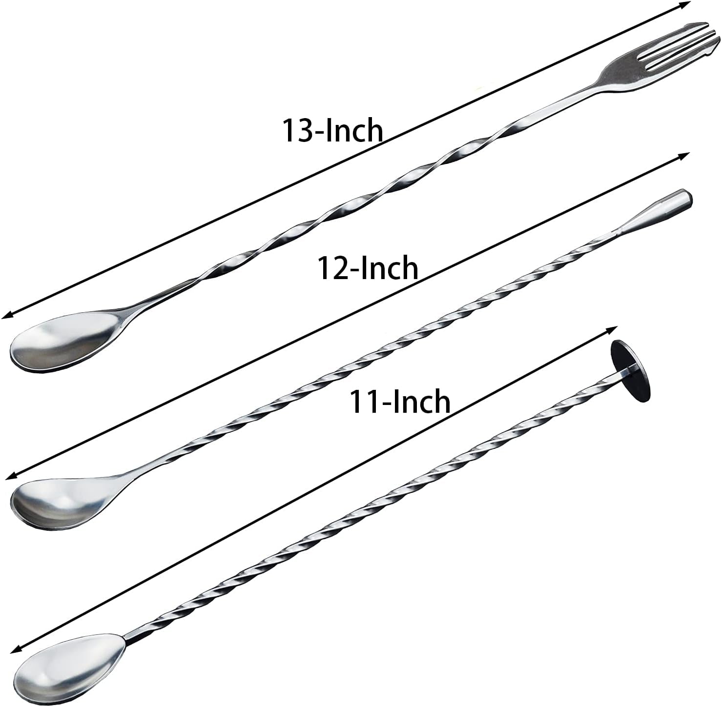 3 Pcs Cocktail Mixing Spoons 12-Inch Bar Spoon Long Stirring Spoon Drink Stirrers Cocktail Spoons for Tea, Coffee, Ice Cream, Juice, Drinks, Milkshakes