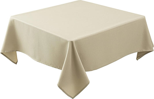 Textured Fabric Square Tablecloths 54X54 Inches, Natural Water Resistant Spill Proof Table Cloth Washable Small Card Folding Table Covers for Dining, Kitchen, Wedding and Parties