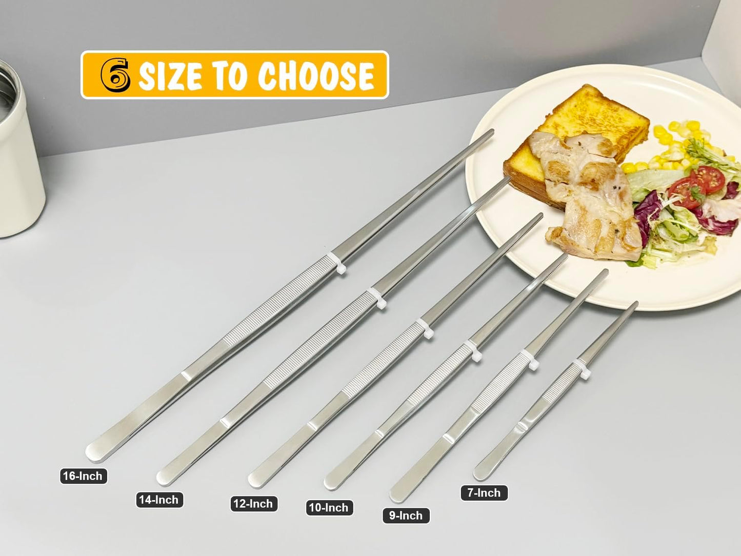 12 Inch Kitchen Tweezers Cooking Tweezer Tongs, Stainless Steel Food Tweezers Multi-Function Precision Serrated Tips Kitchen Serving Tong