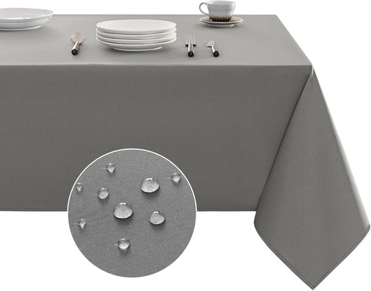 Table Cloth Rectangle Waterproof Spill-Proof Wrinkle-Free Tablecloth Washable, Kitchen Dining Tabletop Decoration, Fabric Table Cover for Indoor and Outdoor Use, 52 X 70 Inch, Light Grey