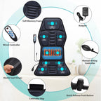 Massage Seat Cushion Pad with Heat 9 Massage Style Lumbar Support Function, Fatigue Stress Relief Back Massager Chair Pad for Men Women Home Office Use