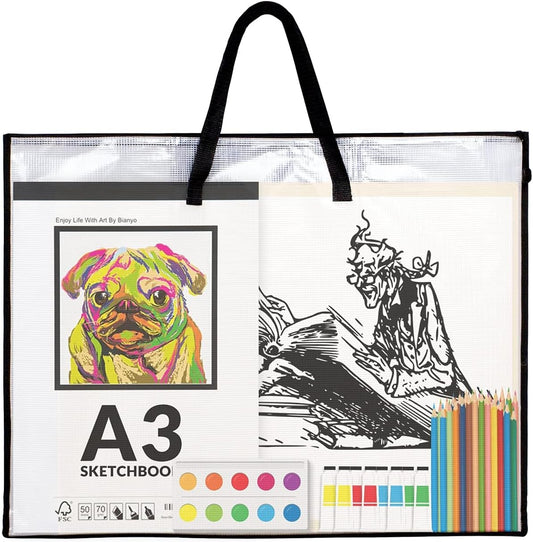 19X25 Art Portfolio Bag, Artist Supply Organizer with Handle, Zippered Storage Folder for Artwork, Poster, Scrapbook, Keepsake and Bulletin Board