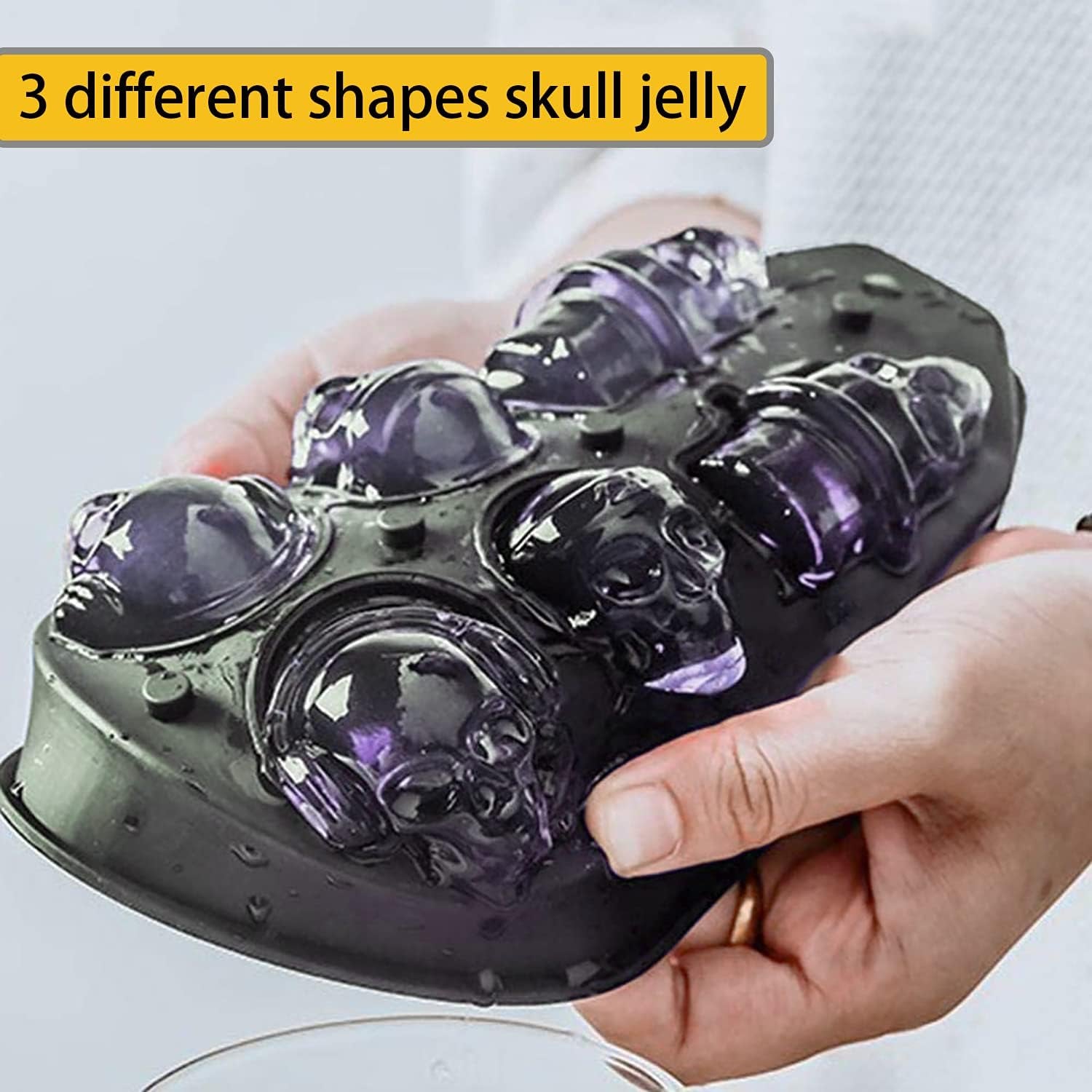6 Cavity Skull Ice Maker - Silicone Skull Shaped Ice Mold and Tray for Whiskey, Cocktails and Beverages