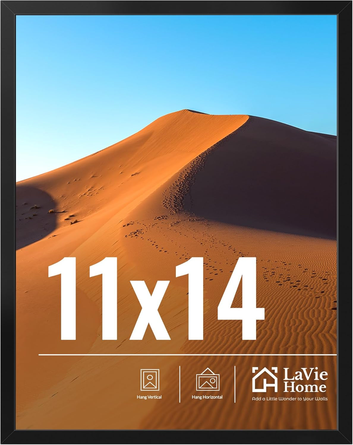 11X14 Picture Frame for Wall Display, 11 X 14 Black Picture Frame with HD Plexiglas, 11 by 14 Poster Frame 1 Pack, Display Frame for Vertical or Horizontal, Classic Collection