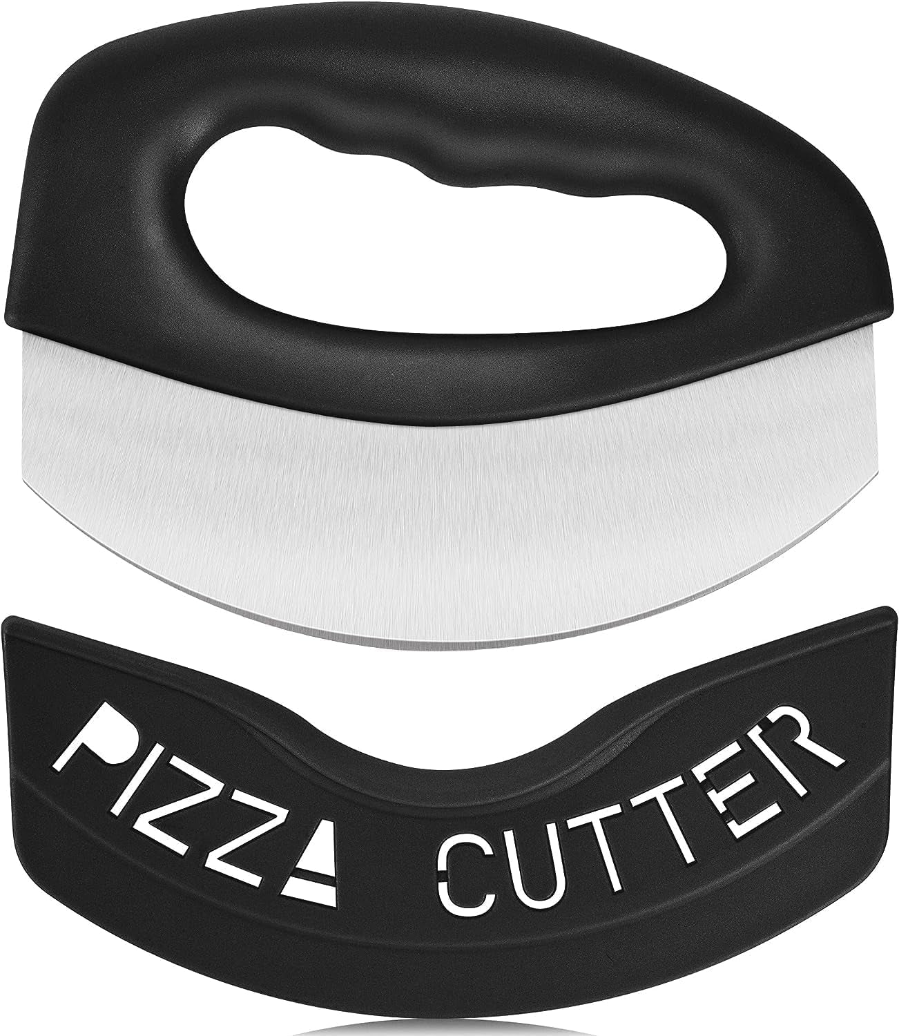Heavy Duty Stainless Steel Pizza Cutter with Cover, Super Sharp Blade Pizza Knife Pizza Cutter Rocker, Perfect Kitchen Gadgets for Pizza Cutting Home Essentials (Black)
