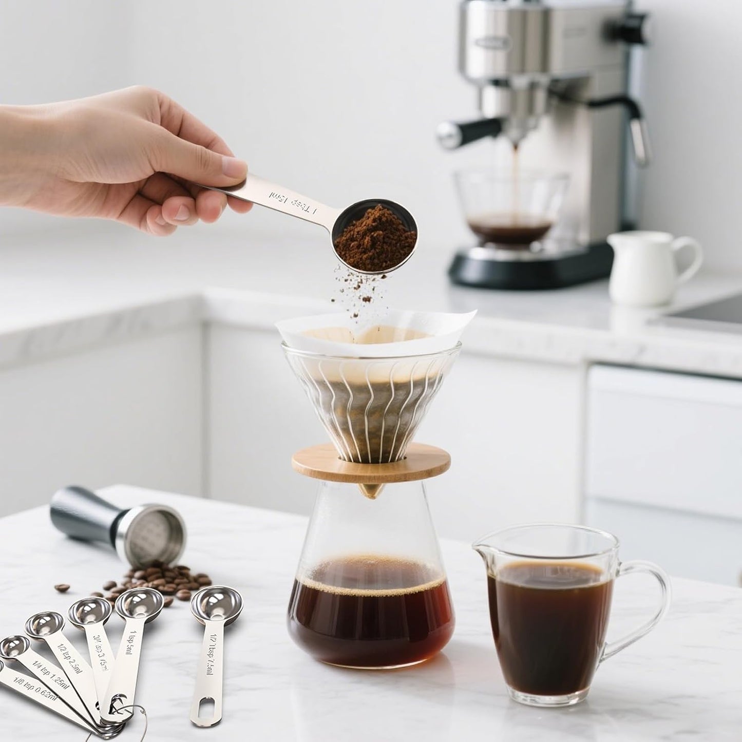 Stainless Steel Measuring Spoons Set,Coffee Scoop Spoon,Kitchen Gadgets for Cooking & Baking,Set of (6)