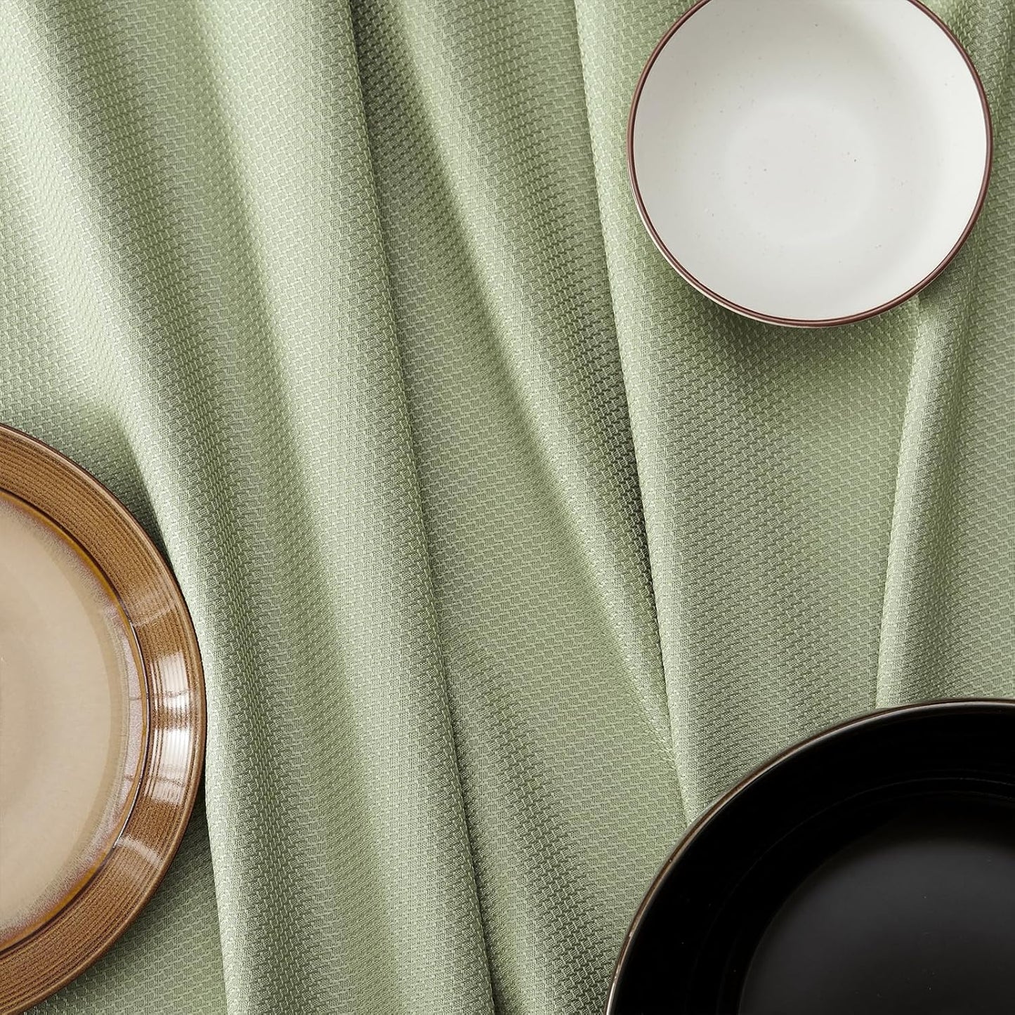 Textured Tablecloth Rectangle Waterproof Table Cloth, Washable Table Cover Wrinkle Free Fabric Tabletop Decoration for Kitchen, Dining, Wedding, Parties, 60 X 84 Inch, Sage Green