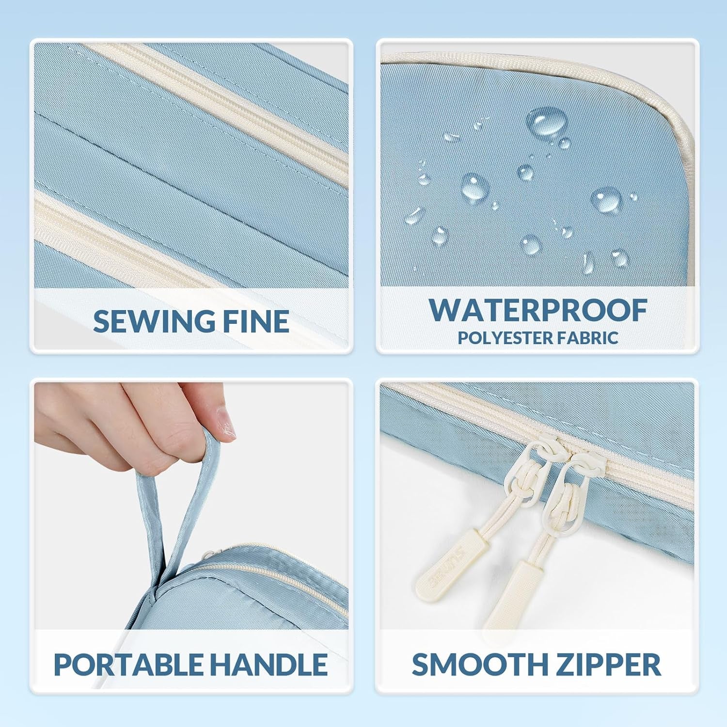 Pencil Case, Large Capacity Pencil Pouch, Aesthetic Pen Bag Office Stationery Organizer Simple Sturdy Multifunctional for Teen Girls Women Men, Blue