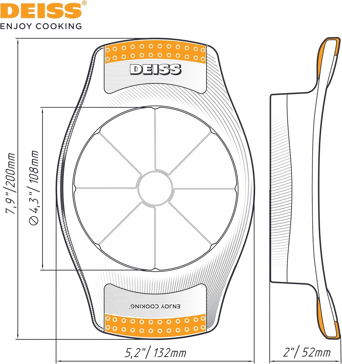LUX 4.25 Inch Apple Slicer and Corer with Cutting Base, Stainless Steel 8-Slice Apple Cutter, Dishwasher Safe Apple Cutter Slicer, Large Apple Slicer - Perfect for Apple Slices & Sliced Apples