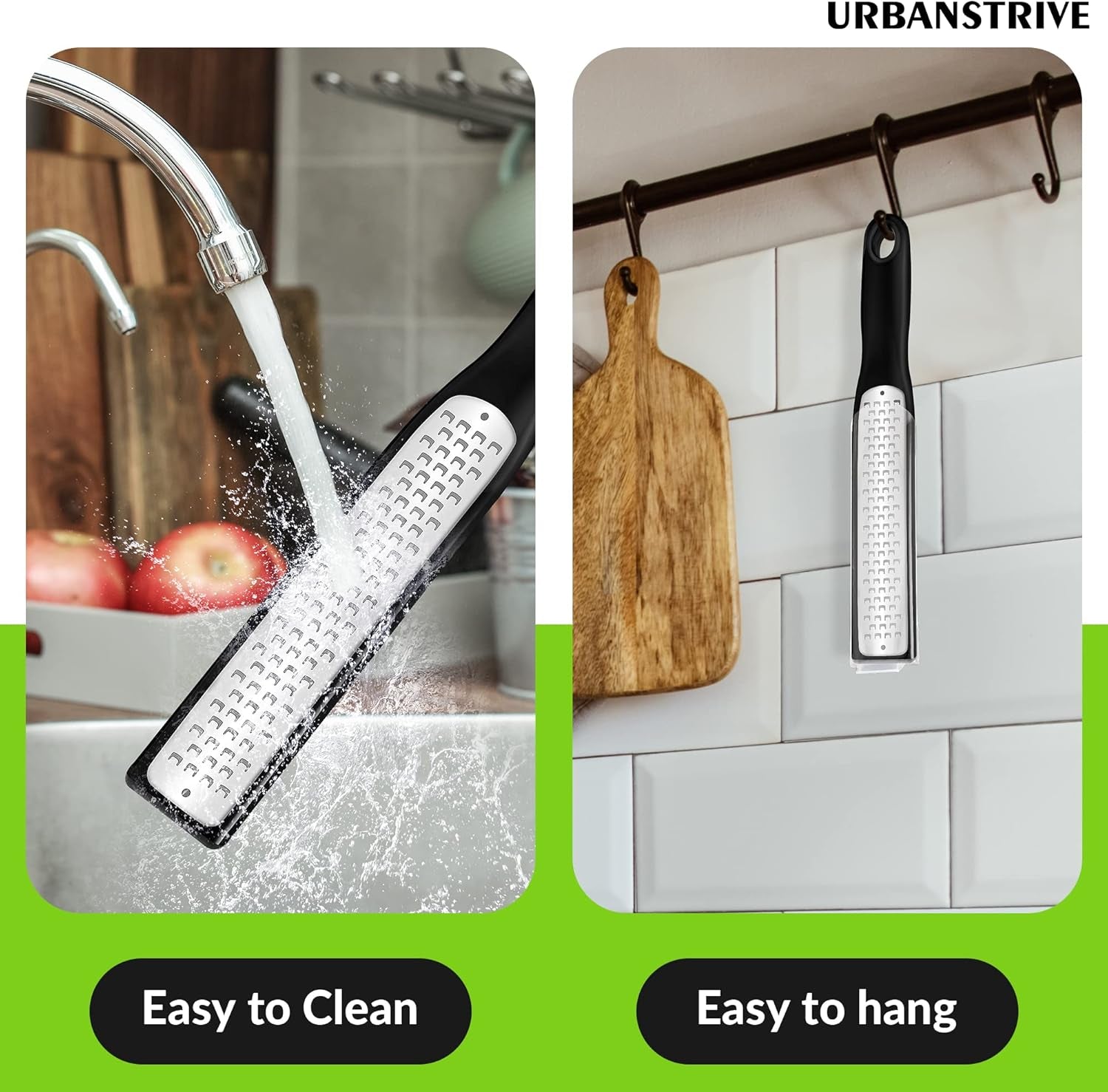 Cheese Grater with Handle, Lemon Zester Graters for Kitchen Stainless Steel, Hand Grater for Ginger Garlic Nutmeg Chocolate Fruits Vegetables, Sharp, Non-Slip Handle & Foot, Black