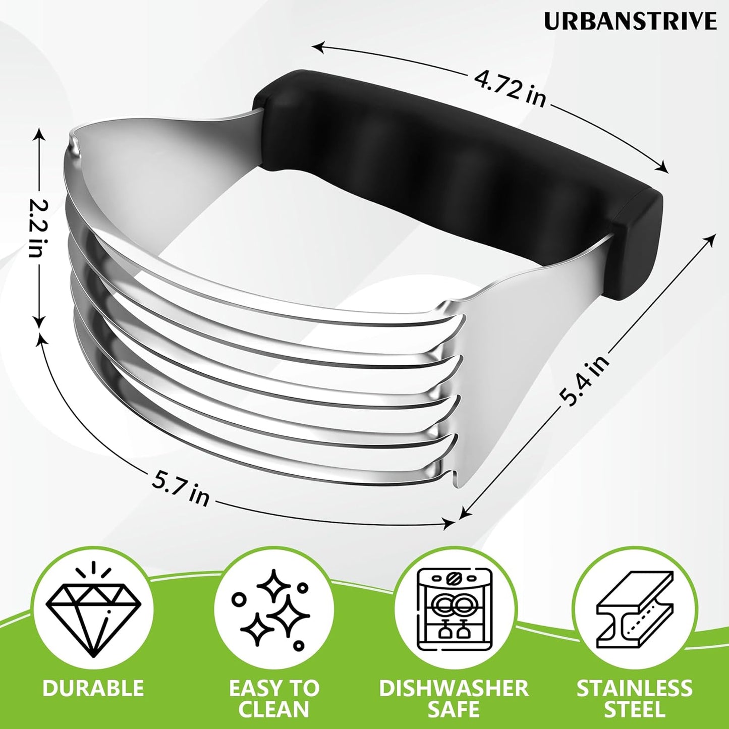 Large Pastry Cutter Tool, Top Professional Pastry Blender Stainless Steel, Heavy Duty Dough Blender, Dishwasher Safe Baking Supplies Baking Tools, Black