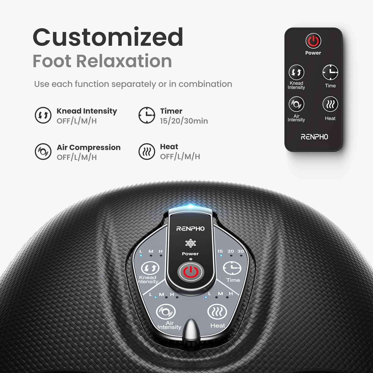 Foot Massager Machine with Heat [2025 Upgraded], Shiatsu Foot Massager for Plantar Fasciitis, Birthday Gifts for Women, Wireless Control, D003R-BK