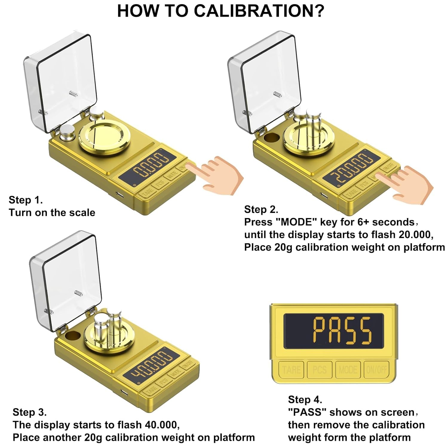 Gold Milligram Scale 100G X 0.001G, Digital Mg/Powder Scale for Jewelry, Reloading Labs, Includes 20G Calibration Weight, High-Accuracy Portable Weighing Tool
