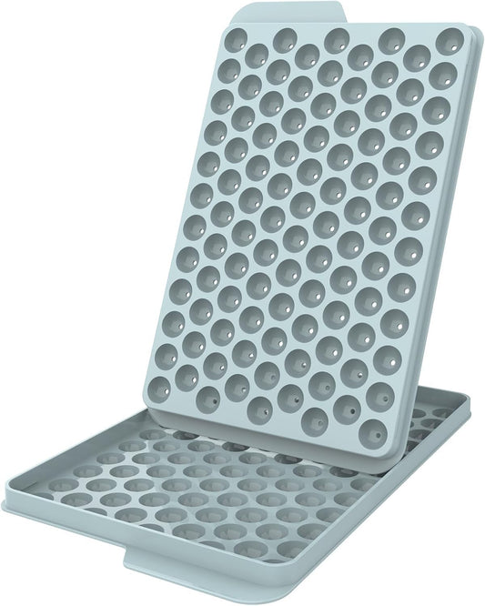 Mini Ice Cube Trays, Small Tiny round Pebble Crushed Nugget Ice Trays for Freezer with Lid - Chilling Drinks Coffee Juice(1 Pack/0.55In - Blue)