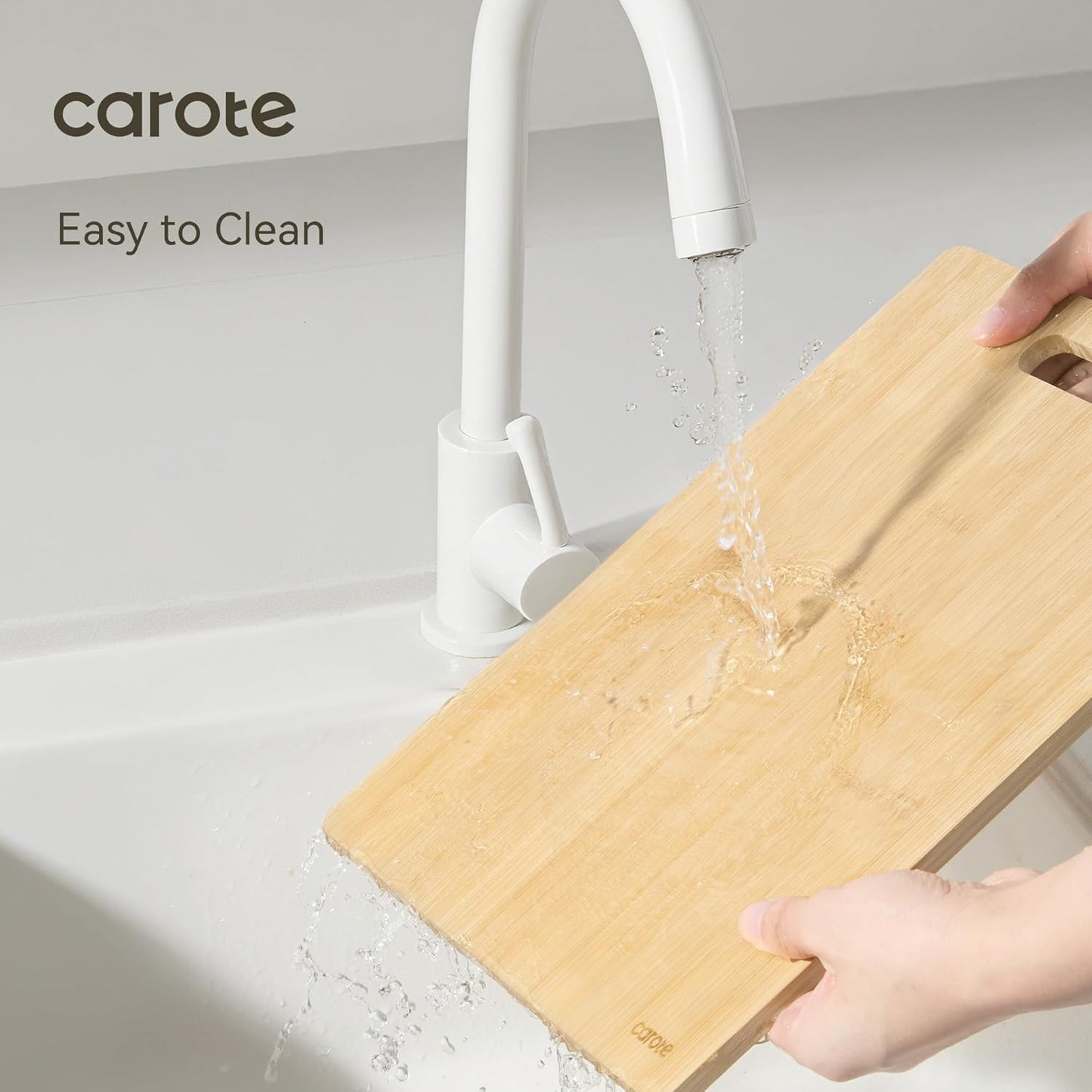 3Pcs Bamboo Cutting Boards Set, Thick Wood Cutting Board for Kitchen Wooden, Knife Friendly, Ideal for Chopping Meat Vegetables and Fruit Serving Tray with Handles