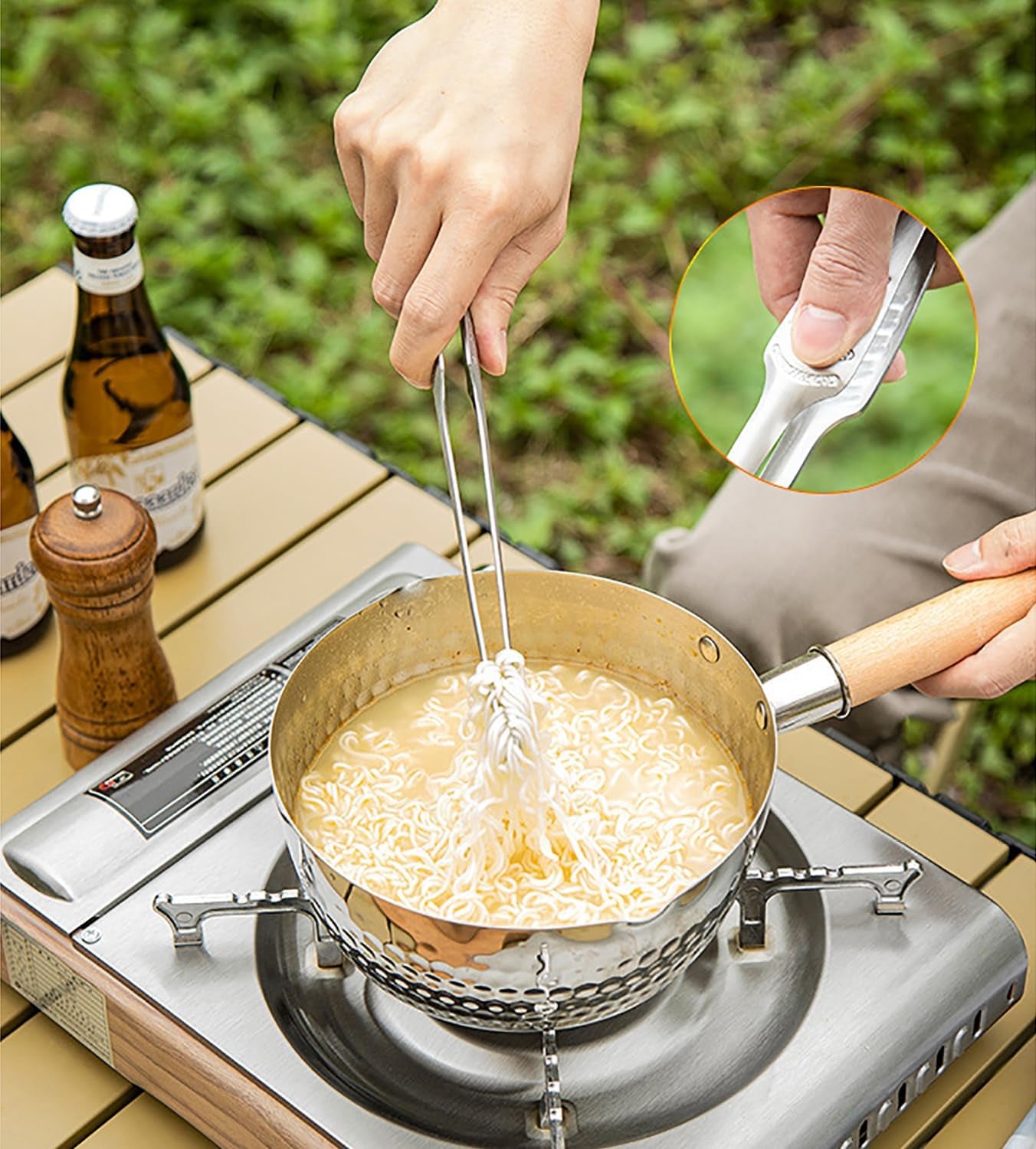 Stainless Steel Kitchen Tongs, Serving Tongs for Cooking, 10.6" Metal Food Tongs with Non-Slip Comfort Grip, Non-Stick Cooking Tongs Heat Resistant BBQ Tong Grill Tong for Barbecue Grilling