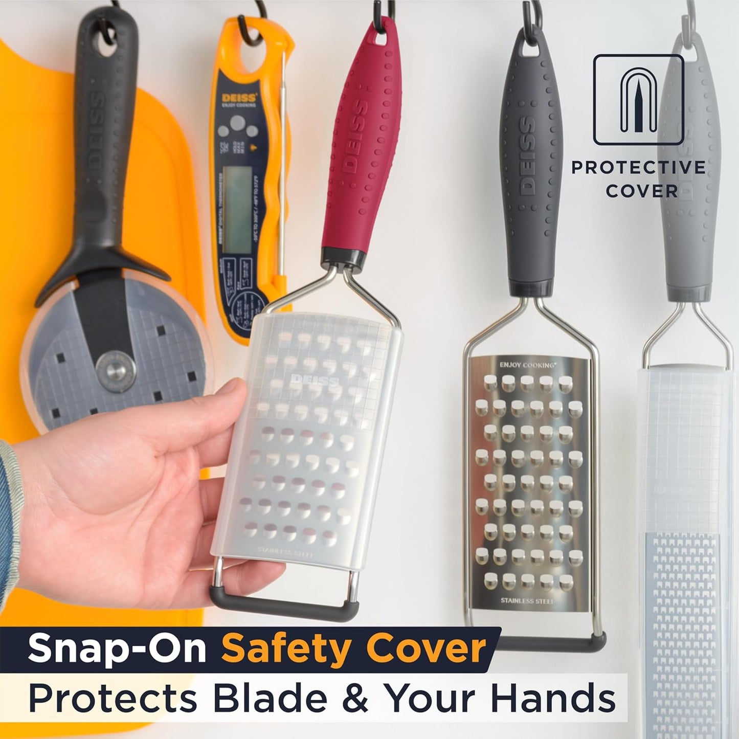 PRO Coarse Grater & Hand Held Cheese Grater - Sharp Stainless Steel Blades, Non-Slip Handle, Small Cheese Grater for Kitchen, Shredder, Dishwasher Safe