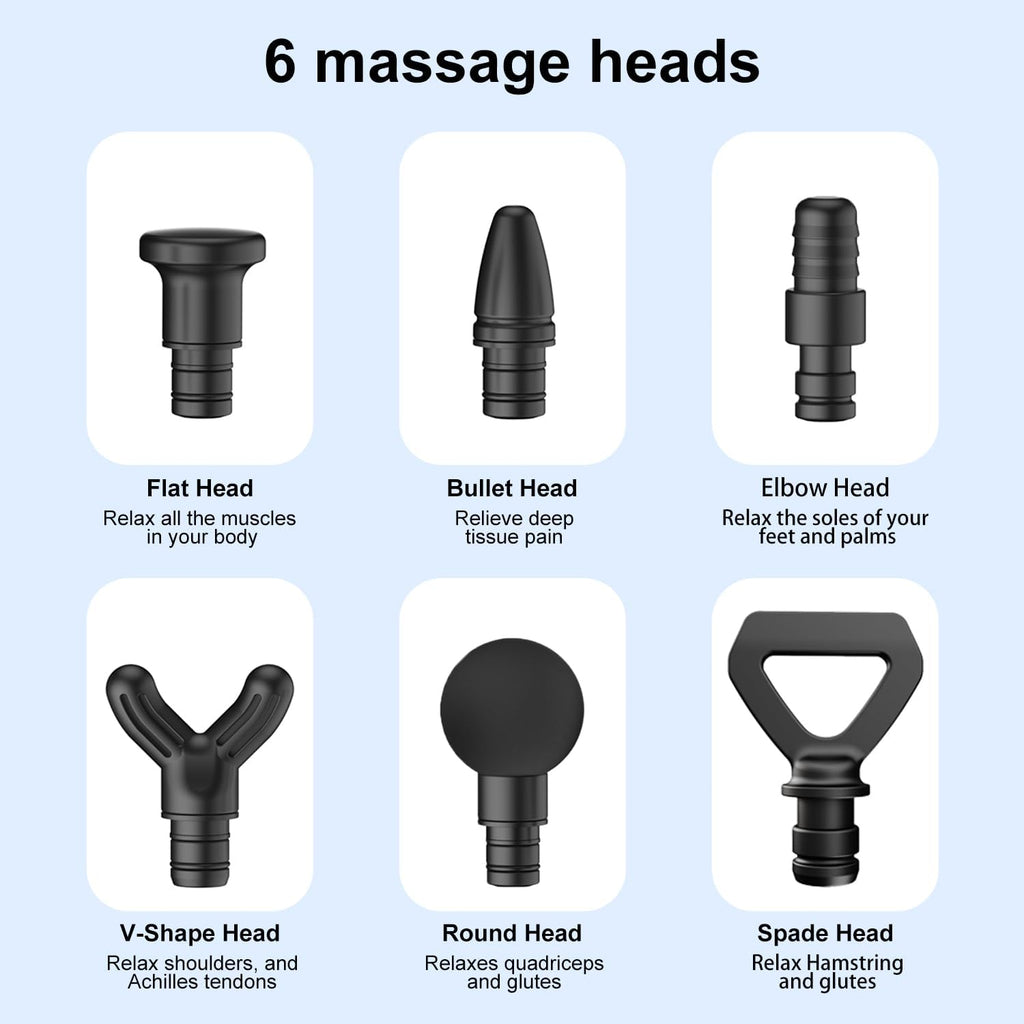 Massage Gun Deep Tissue,Birthday Gifts for Men Women,Gifts for Boyfriend Girlfriend - Neck Back Massager for Pain Relief Deep Tissue with 6 Heads & 8 Speeds(Grey)