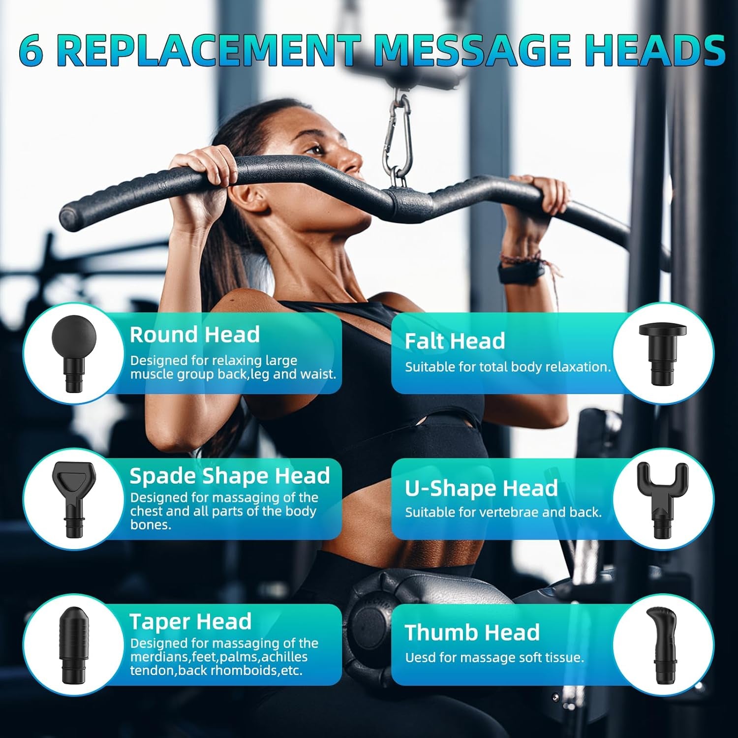 Deep Tissue Massage Gun Portable, Percussion Massage Gun with 7 Levels & 6 Massage Heads, Electric Massager for Muscles Pain Relief, Gifts for Men Women Athletes for Sports and Relaxation