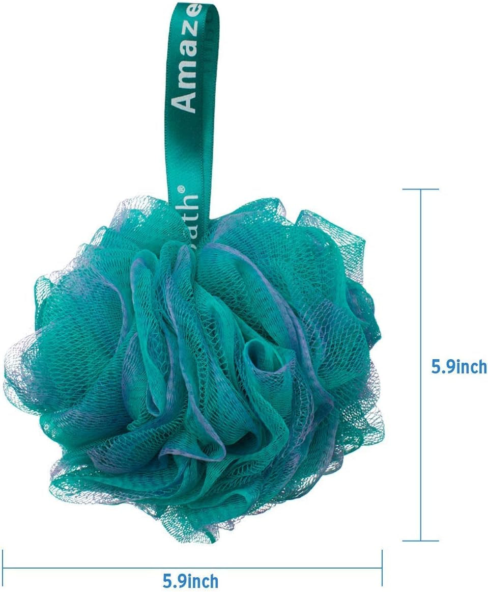 Shower Bath Sponge Shower Loofahs Balls 75G/Pcs and  72X72 Inches PEVA 3G Shower Curtain Liner