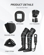 Leg Massager for Circulation and Pain Relief FSA, Gifts for Men Women Dad Mom, Leg Massager with Heat and Compression, 2 Heat 5 Modes 4 Intensities 4 Extenders