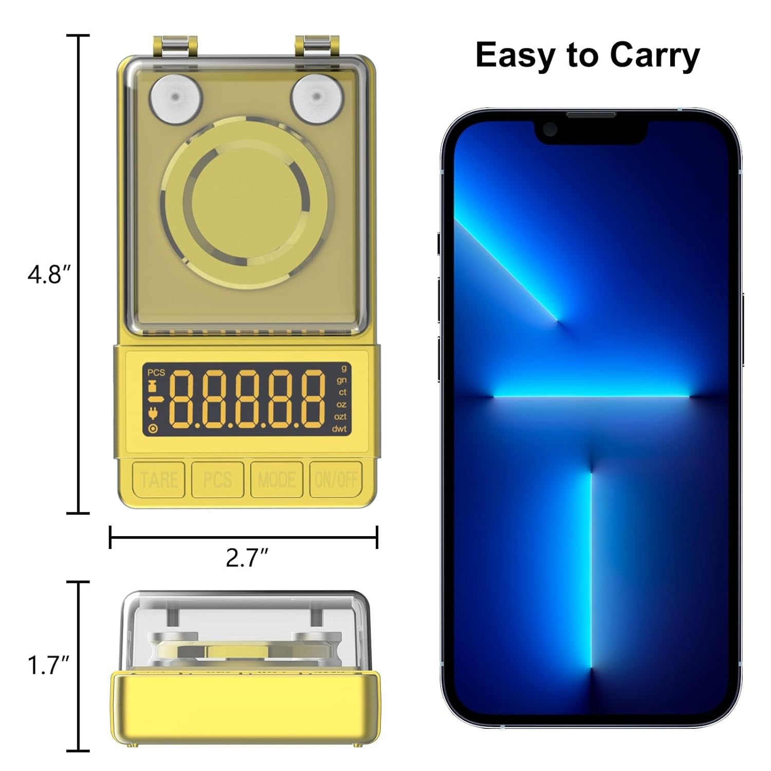 Gold Milligram Scale 100G X 0.001G, Digital Mg/Powder Scale for Jewelry, Reloading Labs, Includes 20G Calibration Weight, High-Accuracy Portable Weighing Tool