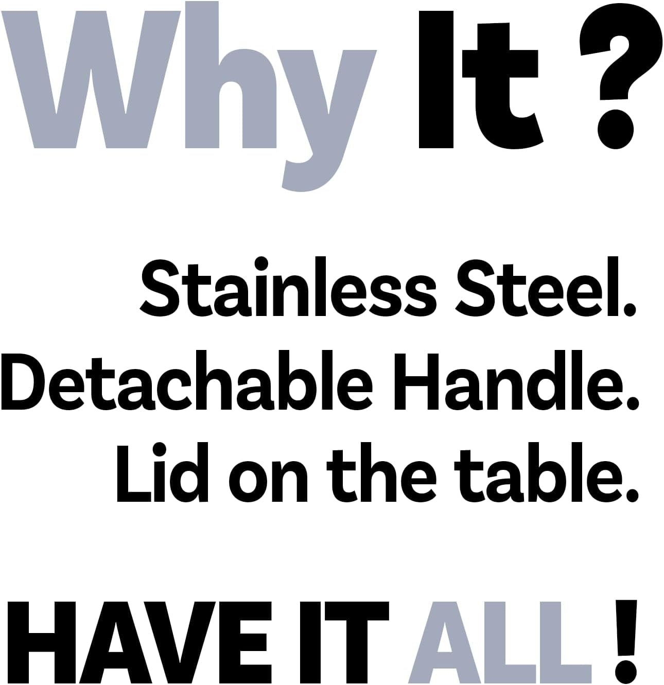 Stainless Steel Sauce Pan with Detachable Handle, 4Pcs Stainless Steel Pot, 3QT Saucepan with Lid, Non-Toxic Induction Kitchen Cookware, Stand-Up Lid, Oven Safe, Blue