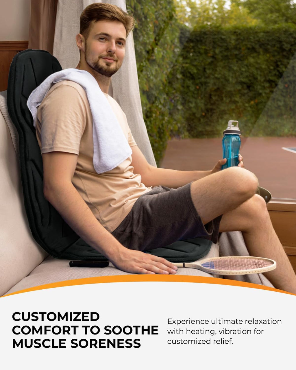 Vibration Back Massager with Heat, 2025 Christmas Birthday Gifts for Mom Dad Him Men Husband, Massage Chair Pad with 8 Vibrating Motors & 2 Levels Heat, Heated Seat Cushion for Home Office Use