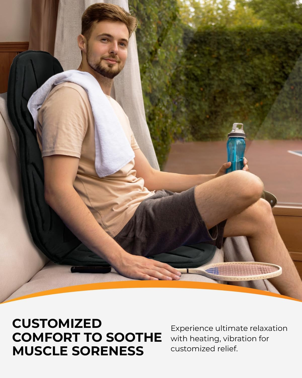 Vibration Back Massager with Heat, 2025 Christmas Birthday Gifts for Mom Dad Him Men Husband, Massage Chair Pad with 8 Vibrating Motors & 2 Levels Heat, Heated Seat Cushion for Home Office Use