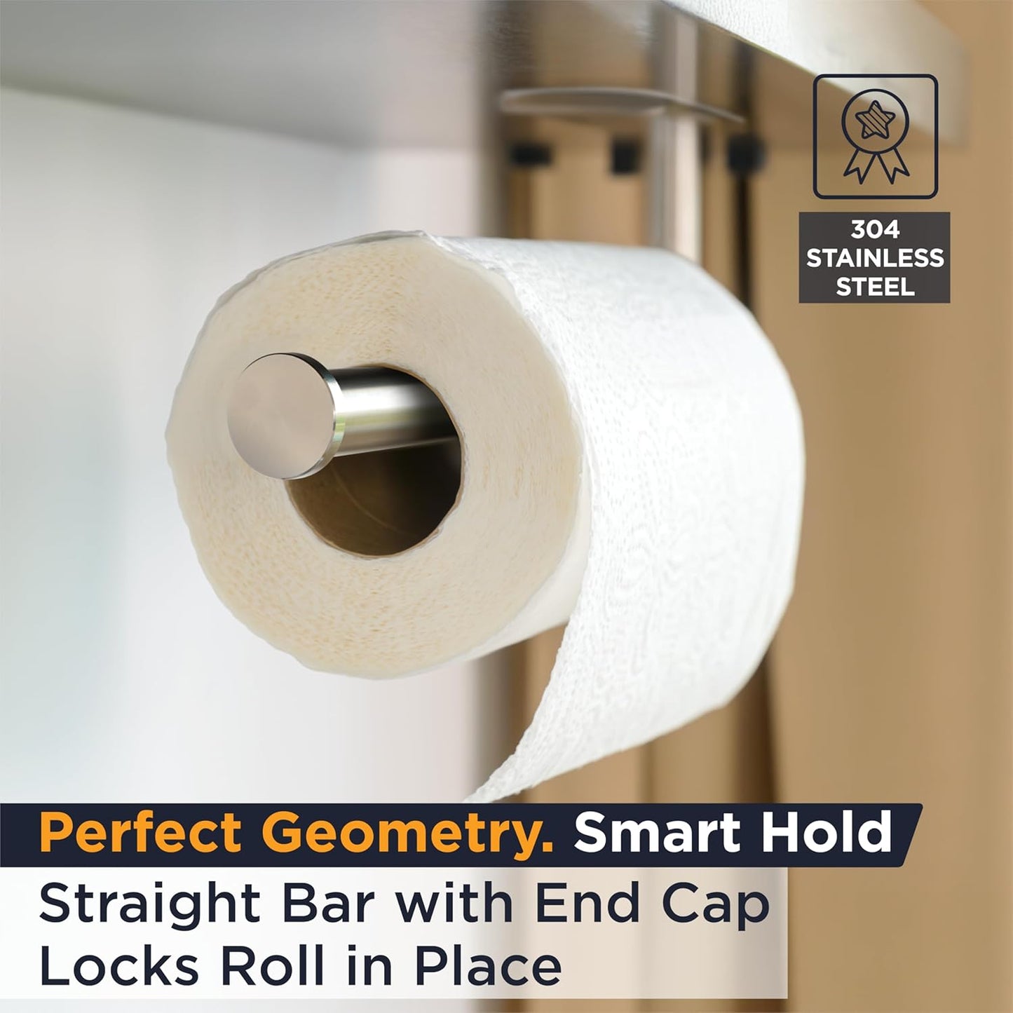 Pro Paper Towel Holder – under Cabinet, Wall Mount, or Countertop – Rust-Resistant Stainless Steel, One-Handed Tear Design, Space-Saving Paper Towel Dispenser, Towel Holder for Kitchen