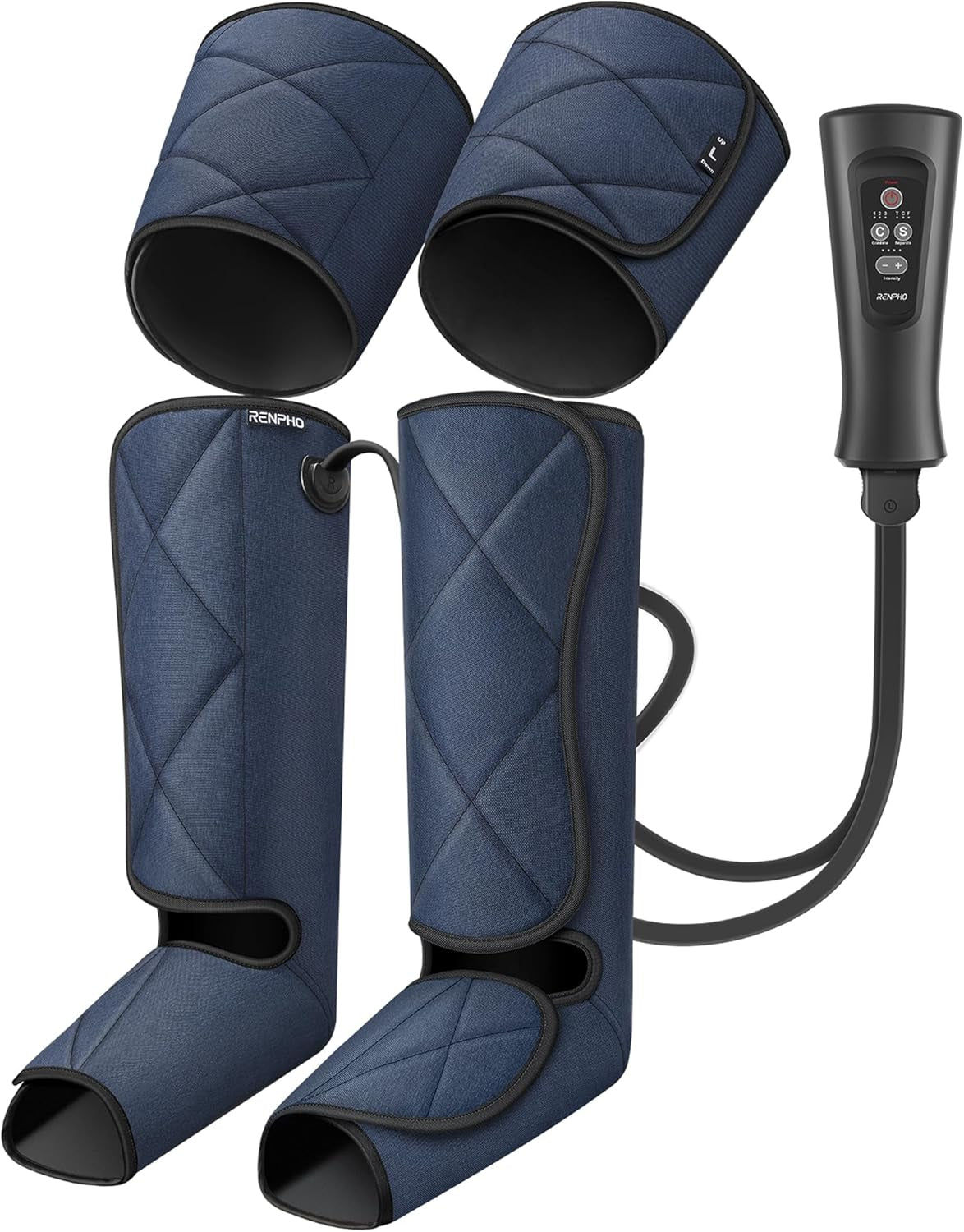 Compression Leg Massager, Air Compression Massager for Circulation Pain Relief, Effective for Father Mother Reduce Swelling-Blue