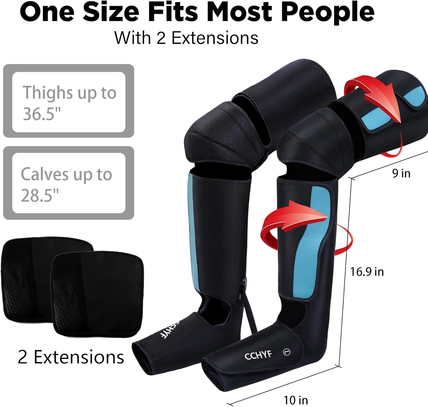 3-In-1 Leg Compression Massager with Heat for Circulation - 3 Modes, 3 Intensities, 2 Extenders, Adjustable Wraps - Great Gifts for Mom & Dad