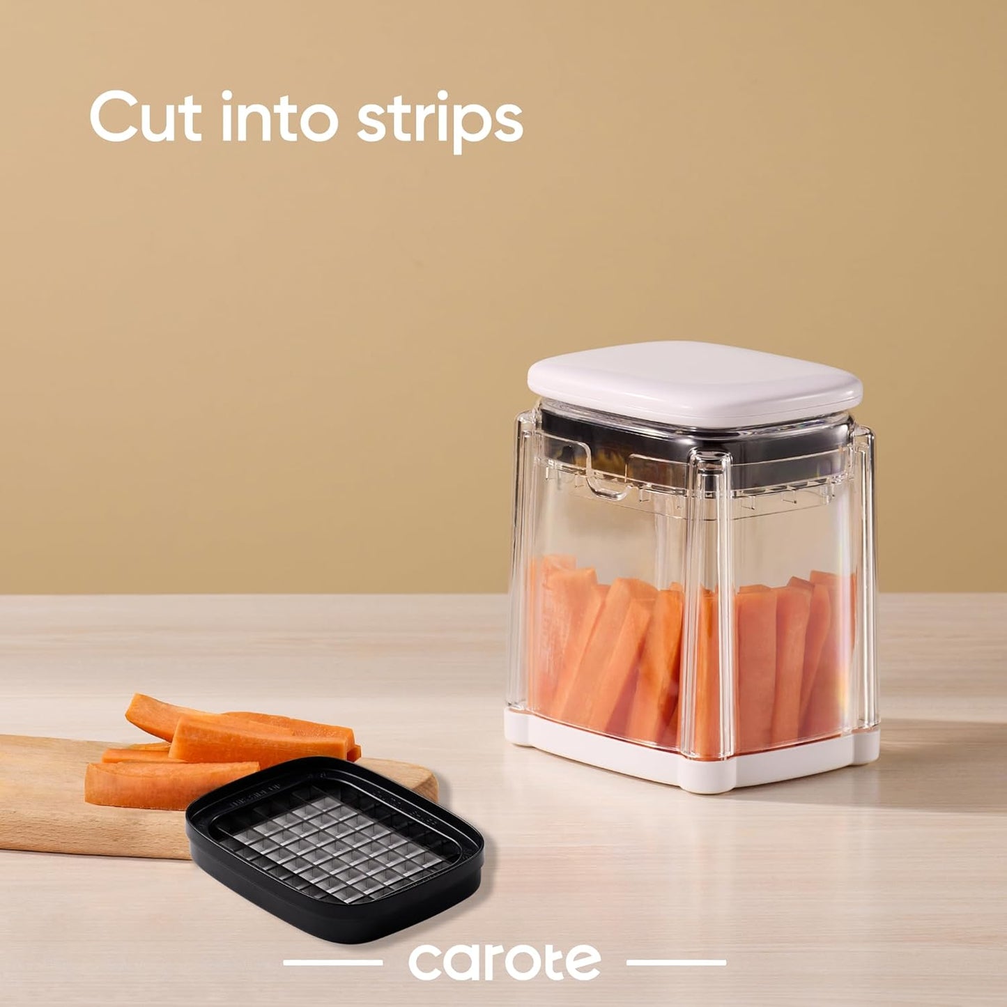 French Fry Cutter for Potato, Mandoline Slicer Vegetable Chopper Potato Slicer with 8-Wedge Blade & Dicer Grid, Bpa-Free Container, Versatile for Potatoes, Carrots, Cucumbers, Apple