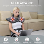 Heating Pad for Neck - Wearable Electric Heating Pads for Back, Shoulder and Waist, Large Heat Pad with 4 Massage Modes & 2 Heat Levels, 24"X35", 4 Motor, Gray