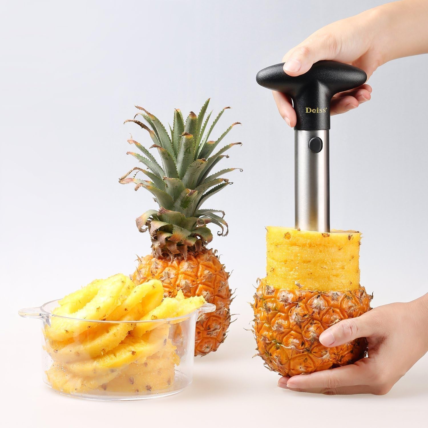 PRO Pineapple Corer — 2 in 1 Stainless Steel Pineapple Cutter Tool & Corer Tool Kitchen - Pineapple Corer and Slicer Tool - Fruit Cutter Tool, Pineapple Slicer and Corer - Dishwasher Safe