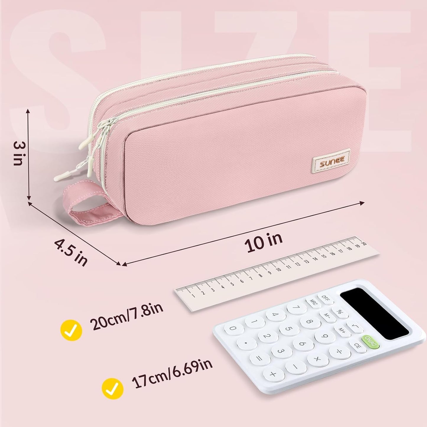 Pencil Case, Large Capacity Pencil Pouch, Aesthetic Pen Bag Office Stationery Organizer Simple Sturdy Multifunctional for Teen Girls Women Men, Pink