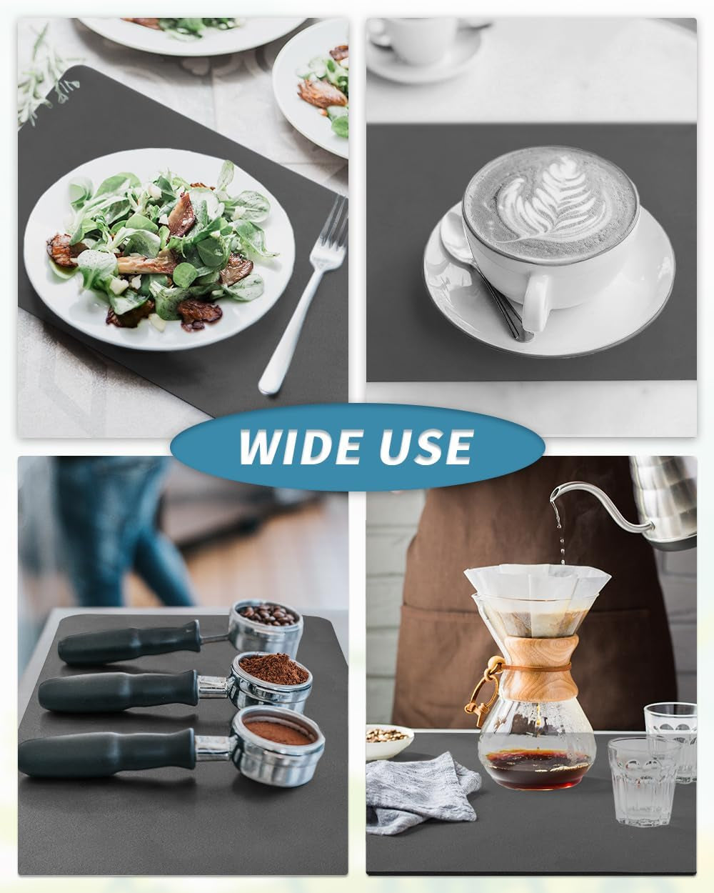 Dish Drying Mat for Kitchen Counter-Coffee Mat Bar Accessories, Hide Stain, Rubber Backed, Absorbent, Fit under Coffee Maker, Espresso Machine, Pot, Dish Rack, 12"X19", Dark Grey