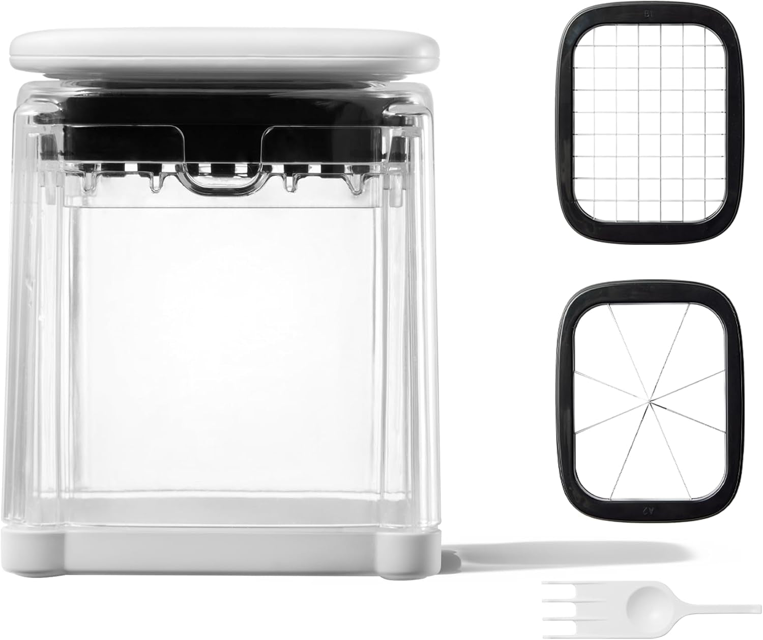 French Fry Cutter for Potato, Mandoline Slicer Vegetable Chopper Potato Slicer with 8-Wedge Blade & Dicer Grid, Bpa-Free Container, Versatile for Potatoes, Carrots, Cucumbers, Apple