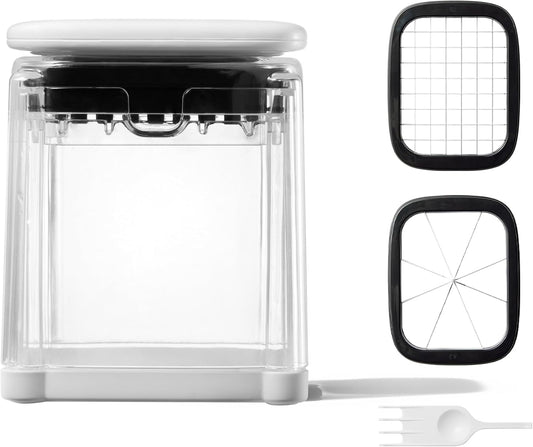 French Fry Cutter for Potato, Mandoline Slicer Vegetable Chopper Potato Slicer with 8-Wedge Blade & Dicer Grid, Bpa-Free Container, Versatile for Potatoes, Carrots, Cucumbers, Apple