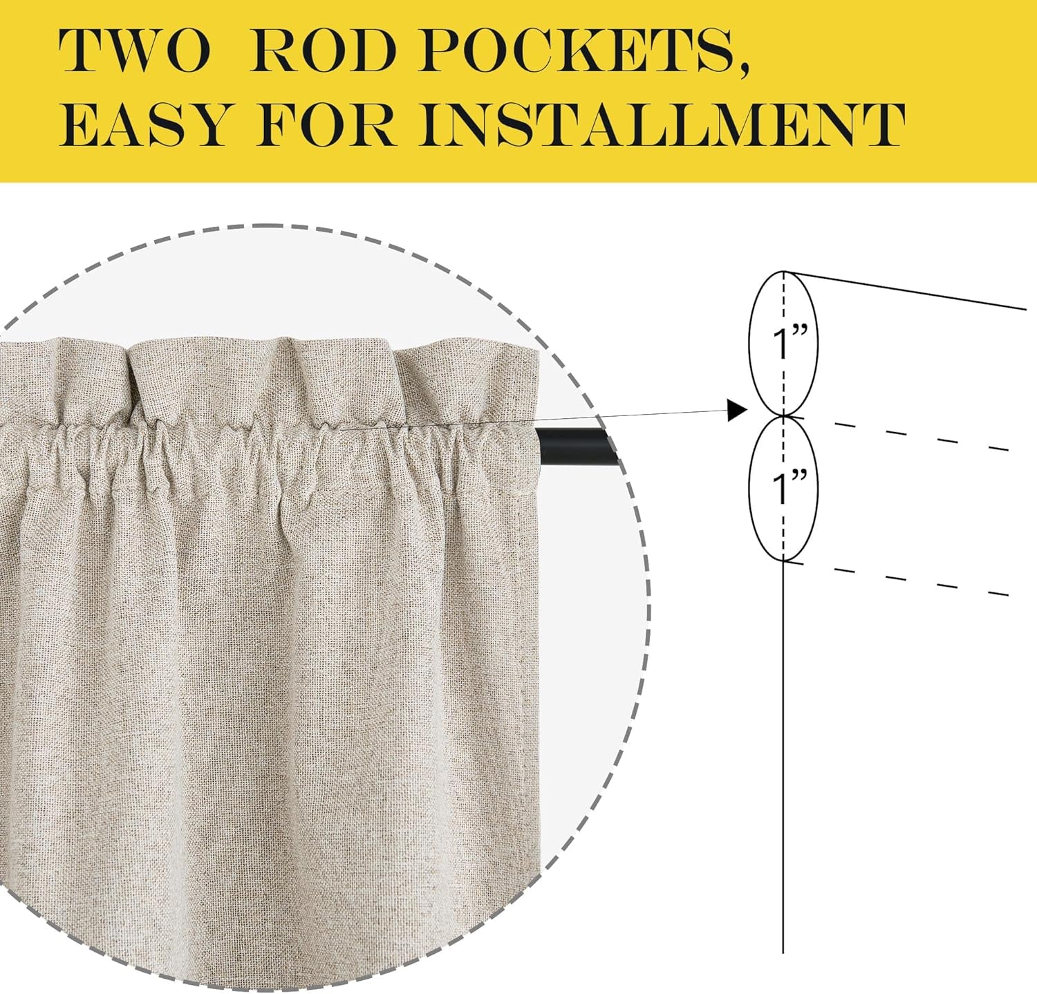 100% Blackout Curtain for Door Window - Privacy Room Darkening Shade, Thermal Insulated French Door Curtain with Tie Back, Elegant Home Decoration, 1 Panel, 25 X 72 Inch, Linen